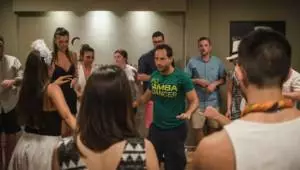 Our samba instructor Helio teaching how to shake